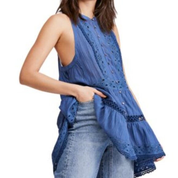 Free People Tops - Free People Adelaide Tunic S Sleeveless Indigo 849